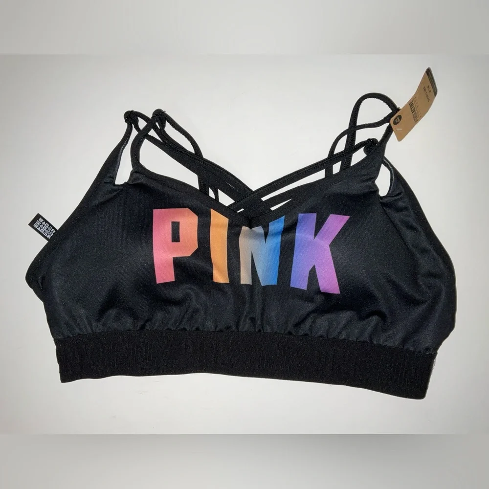 NWT Victoria’s Secret PINK Active Ultimate‎ Sports Bra Black w/ Logo Medium